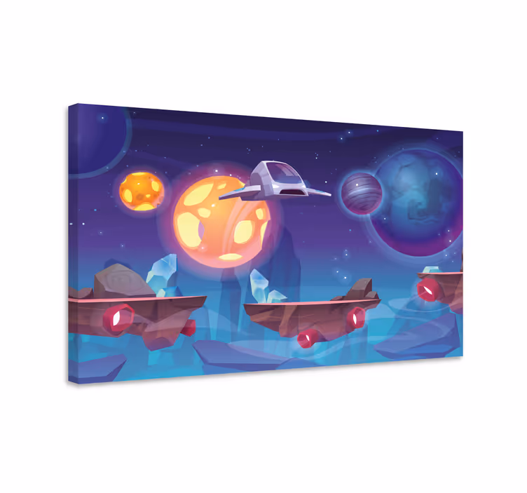 Cuadro decorativo videojuego escena de aventura espacial - TenVinilo