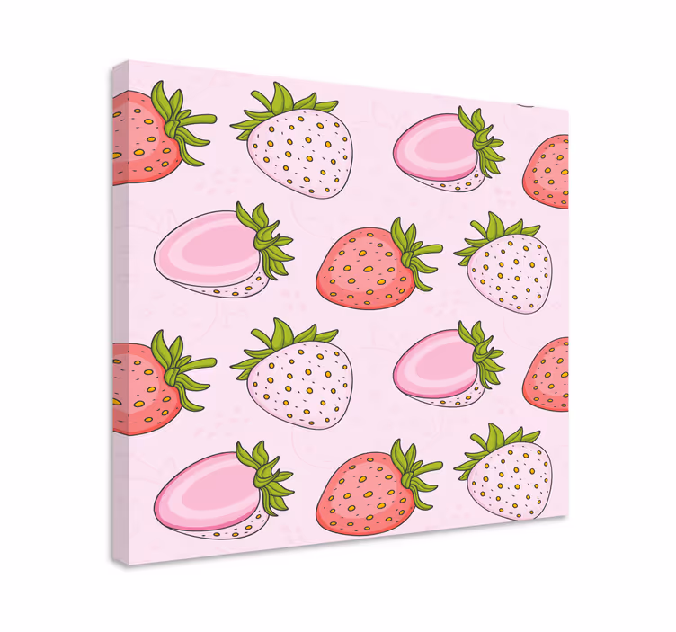 Cuadro bodegones Fresas rosas y rojas sin costura - TenVinilo