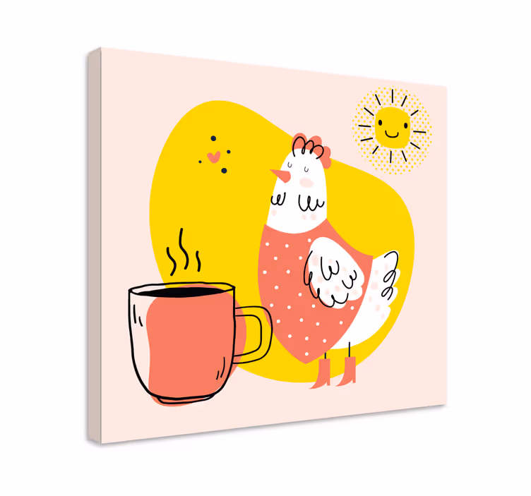 Cuadro animales gallina alegre en la mañana - TenVinilo