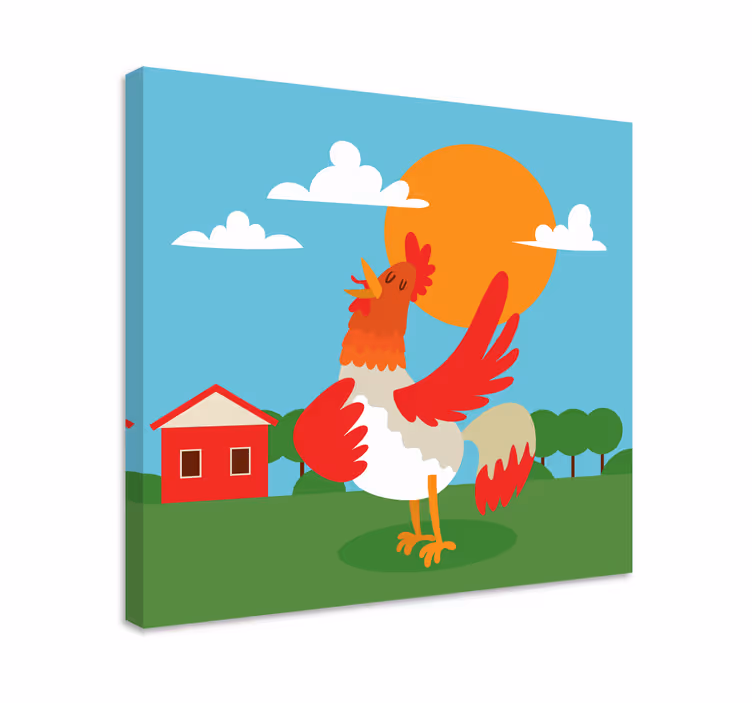 Cuadro aves Gallo en la mañana de dibujos animados - TenVinilo