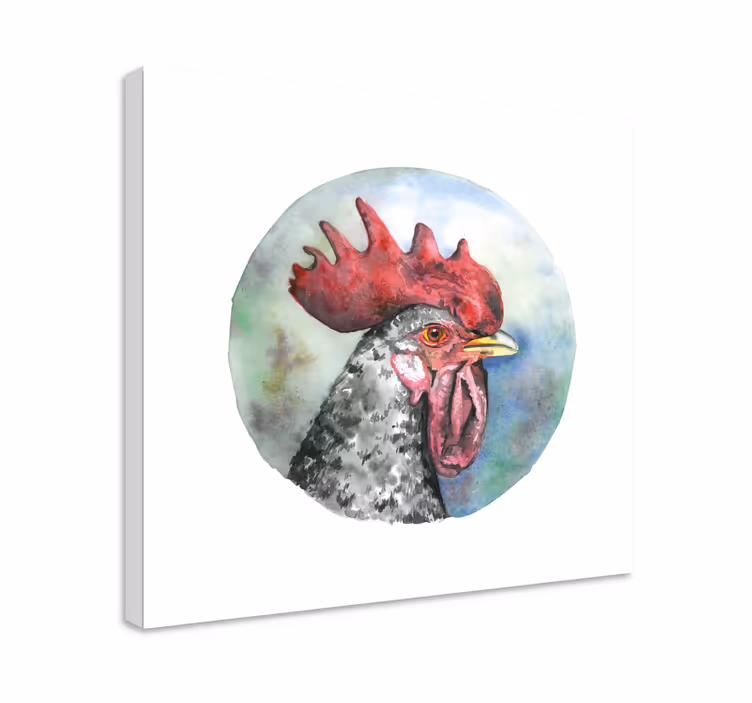 Cuadro aves Pintura al óleo de pollo azul - TenVinilo