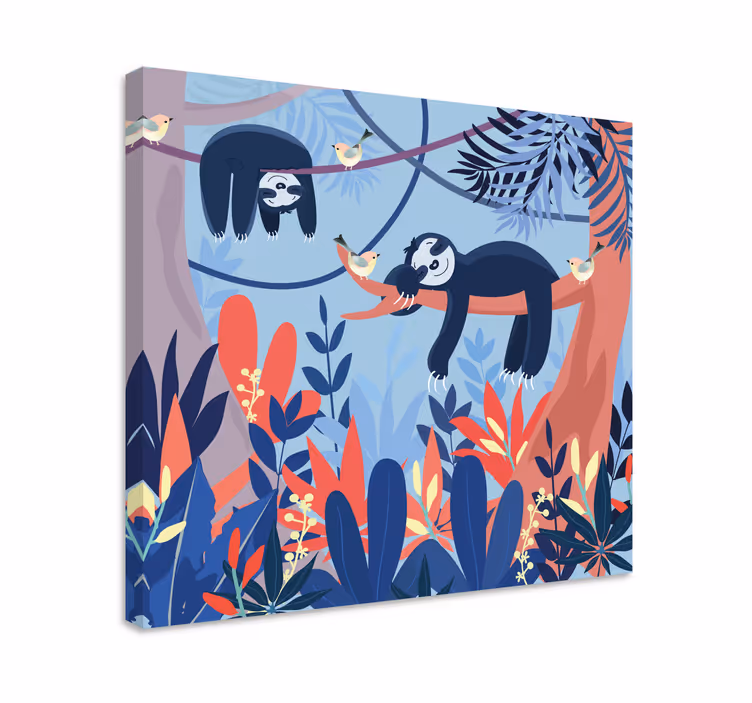 Cuadro infantil Animales durmiendo en el bosque - TenVinilo