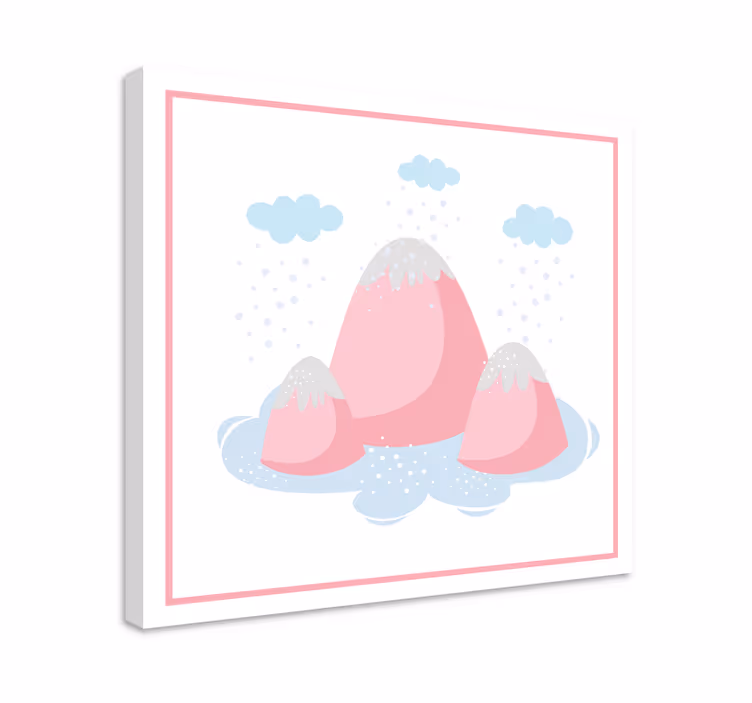 Cuadro infantil Montañas rosadas con gotas de lluvia - TenVinilo