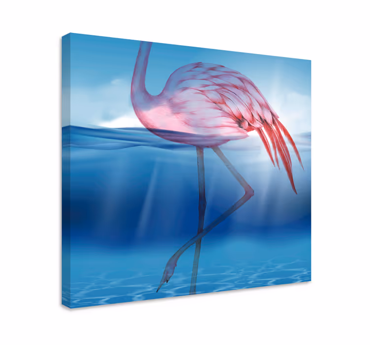Cuadro para salón Diseño submarino de flamingo. - TenVinilo