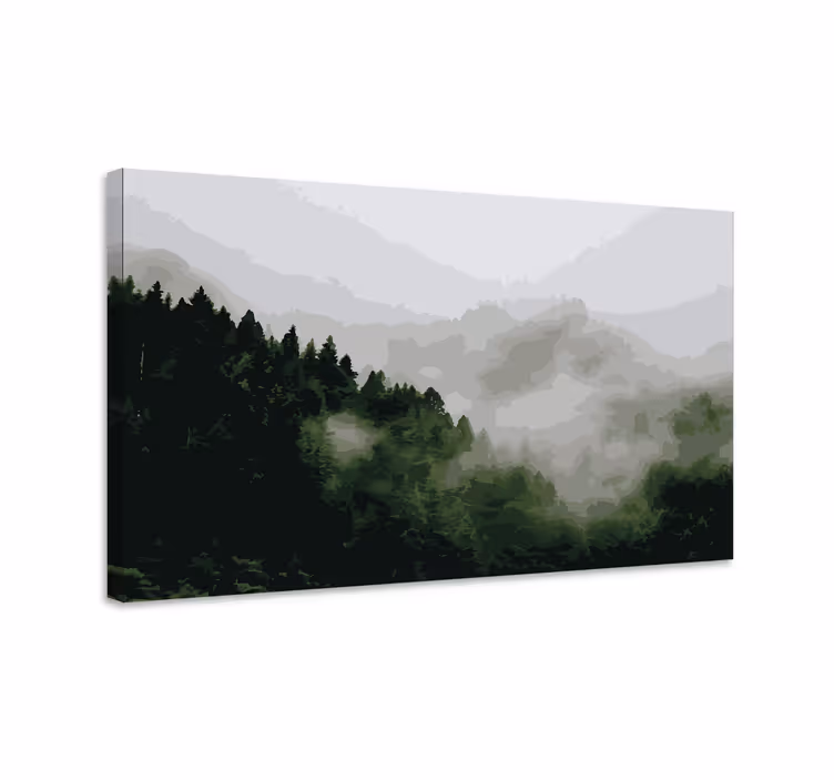 Cuadro paisajes bosque de montaña nebuloso - TenVinilo