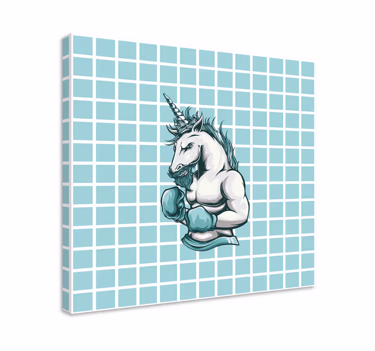 Cuadro con superhéroes unicornio campeón musculoso - TenVinilo