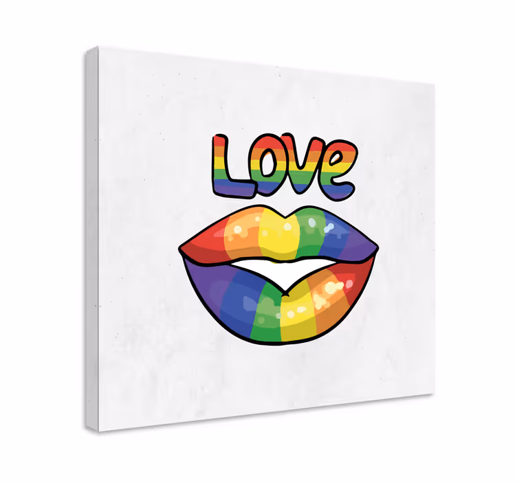 Cuadro moderno Beso colorido del orgullo - TenVinilo