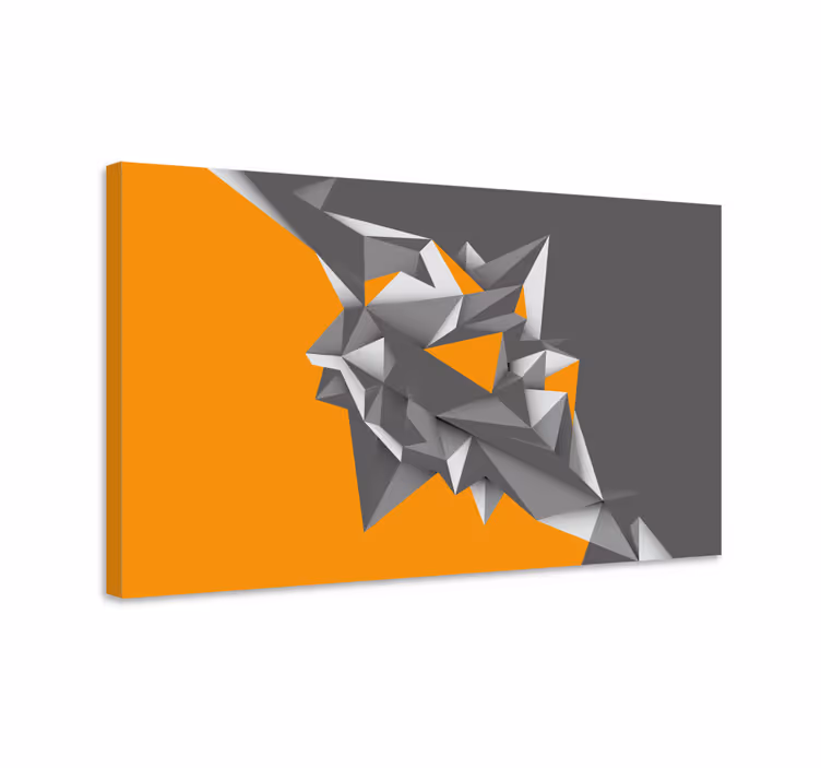 Cuadro 3d Formas abstractas geométricas grises y naranjas. - TenVinilo