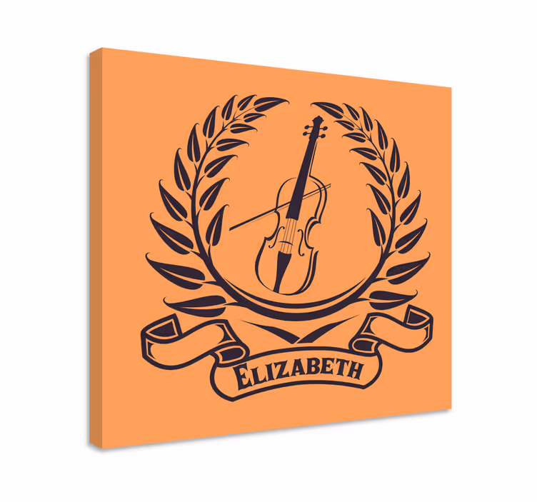Cuadro musical emblema de violín con laurel - TenVinilo