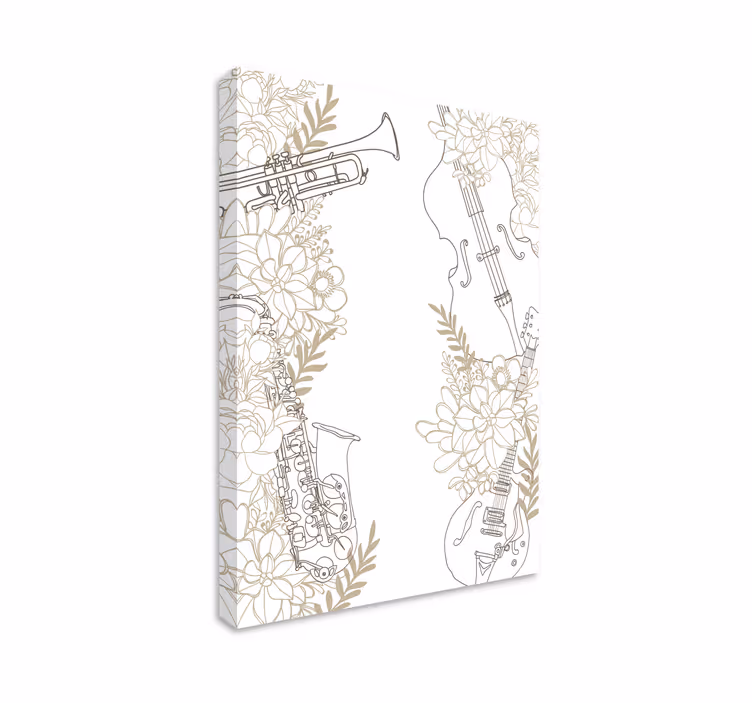 Cuadro musical instrumentos musicales florales - TenVinilo