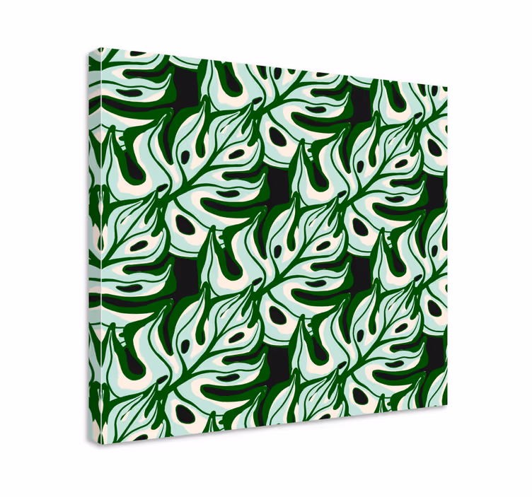 Cuadro de flores con patrón de hojas monstera - TenVinilo