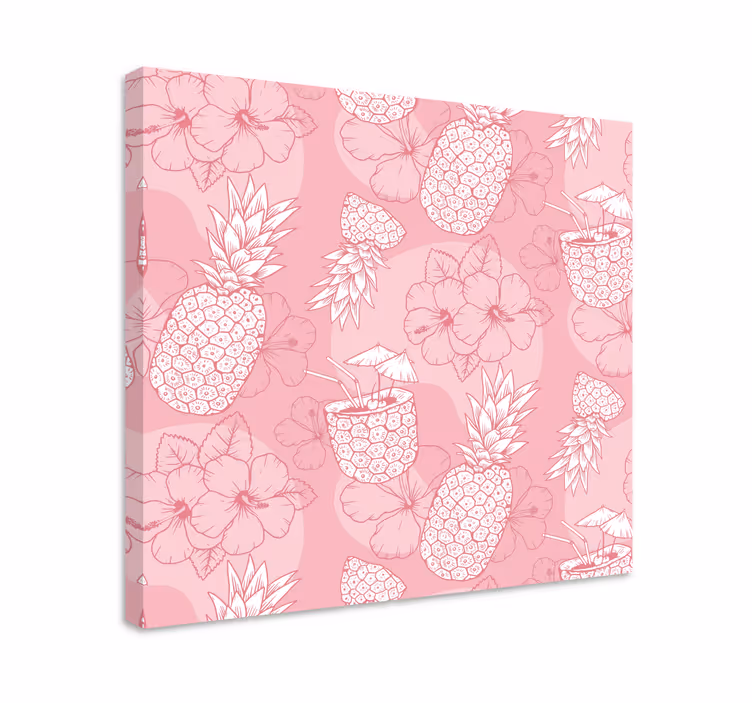 Cuadro de flores patrón piña y hibisco - TenVinilo