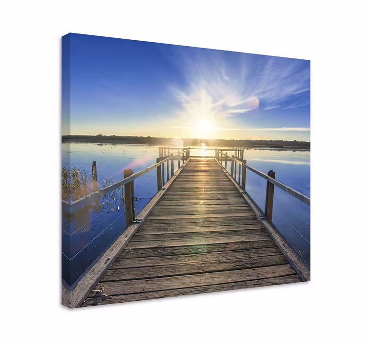 Cuadro paisajes muelle del lago soleado - TenVinilo