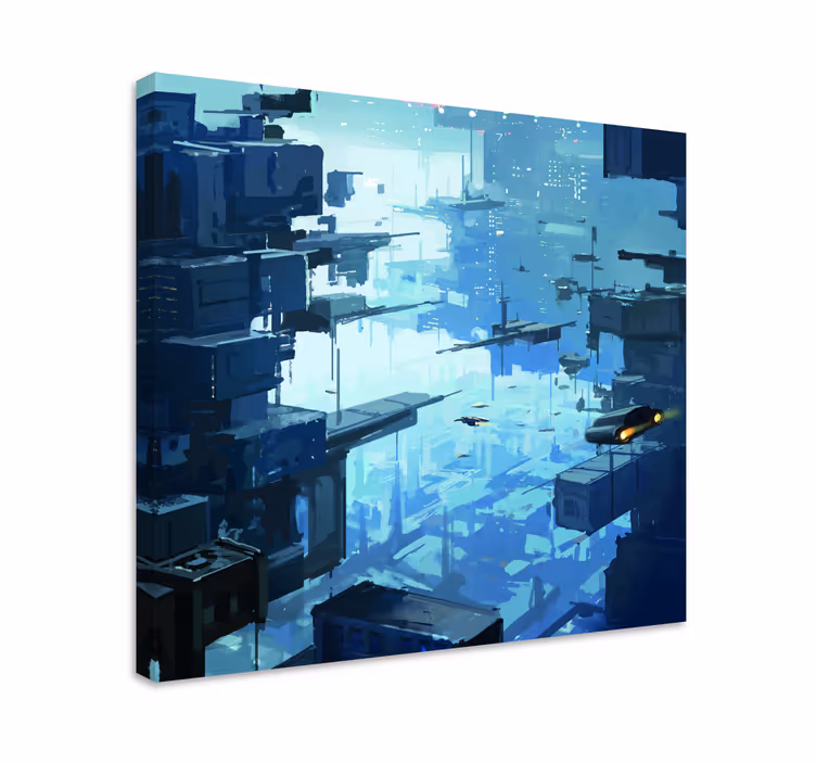 Cuadro ciudades paisaje urbano futurista - TenVinilo