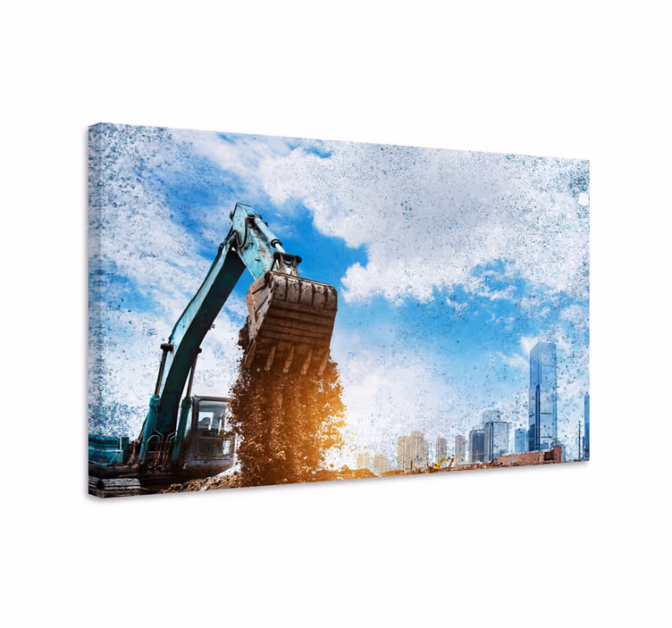 Cuadro ciudades paisaje urbano de excavadora - TenVinilo