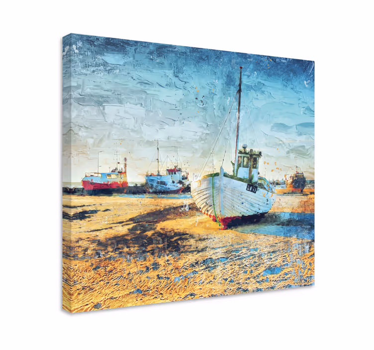 Cuadro paisajes barcos de pesca atracados - TenVinilo