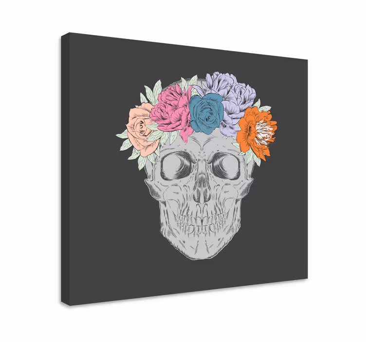 Cuadro de flores Calavera con flores de colores - TenVinilo