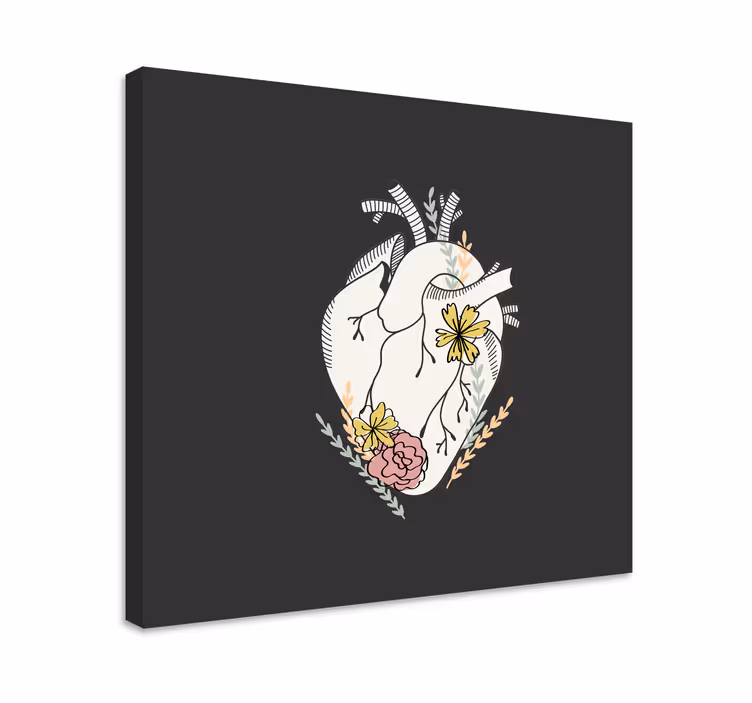 Cuadro de flores Corazón con flores de colores - TenVinilo