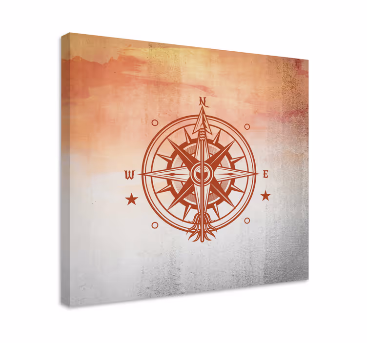 Cuadro mapa diseño rosa de los vientos - TenVinilo