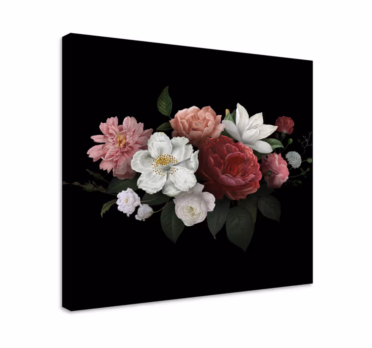 Cuadro de flores Rosas vintage sobre un fondo negro - TenVinilo