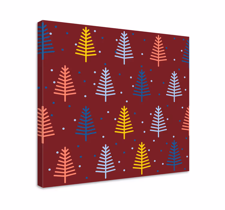Cuadro de navidad Patrón de árboles de navidad dibujados a mano - TenVinilo