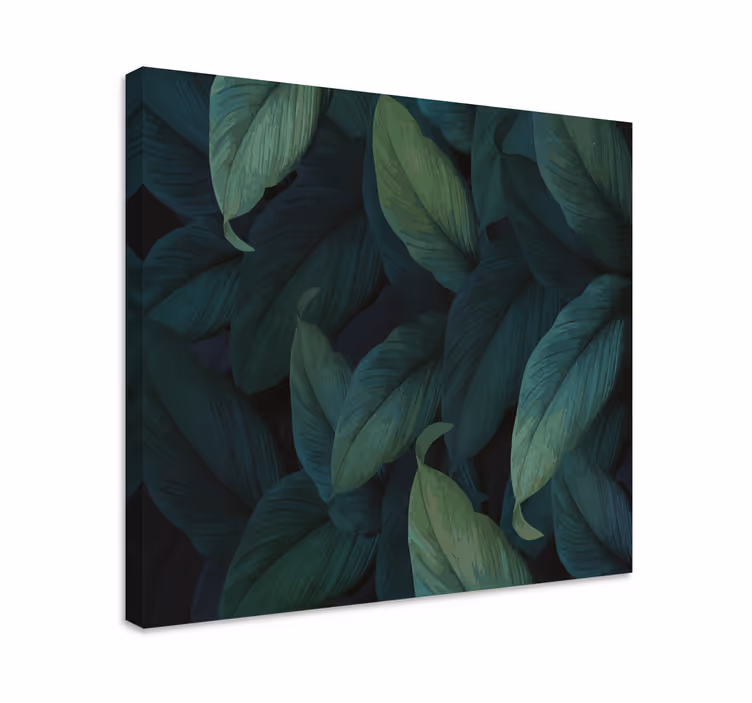 Cuadro plantas Enormes hojas verdes patrón profundo - TenVinilo