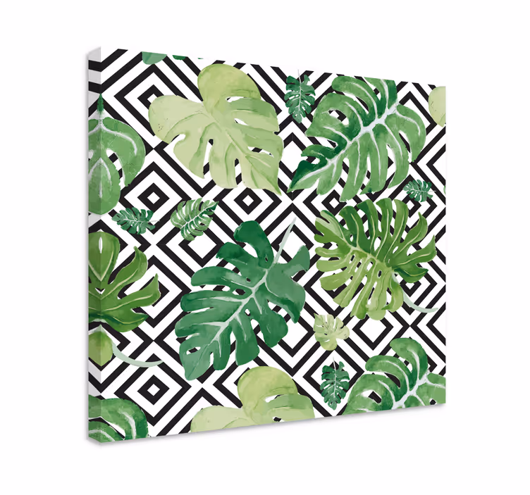 Cuadro de flores con motivo de hojas tropicales - TenVinilo