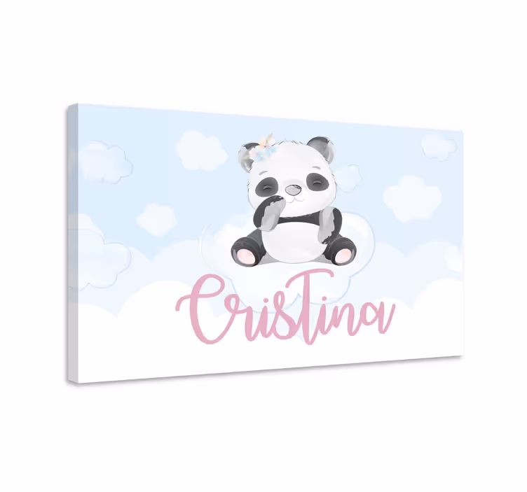 Pintura habitación bebé Lindo panda para niña con nombre - TenVinilo