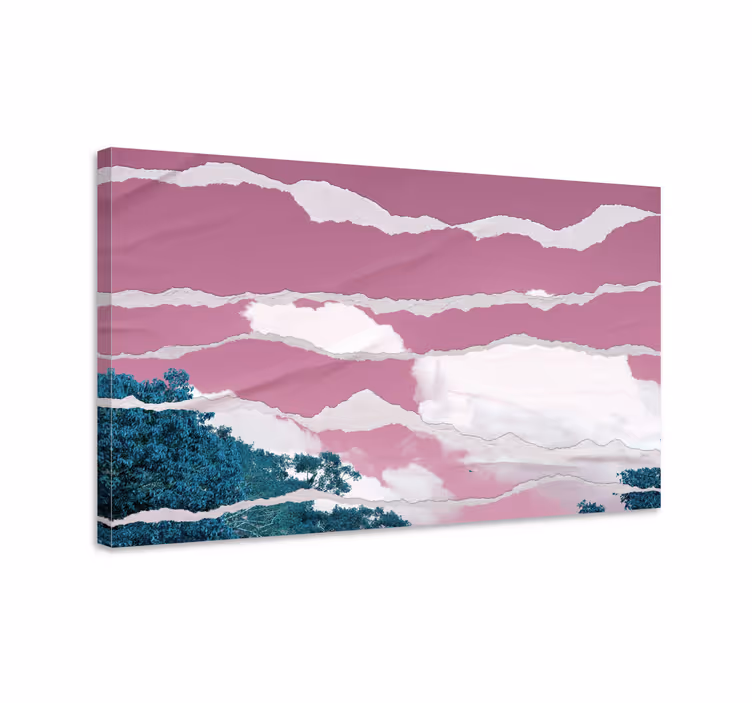Cuadro paisajes colores sobre el horizonte rosa - TenVinilo