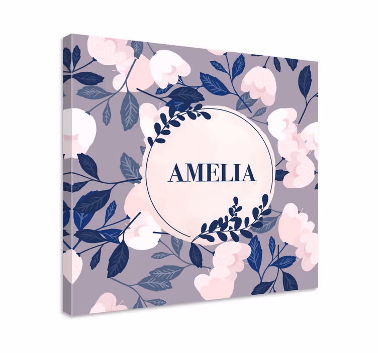 Cuadro de flores diseño floral con nombre - TenVinilo