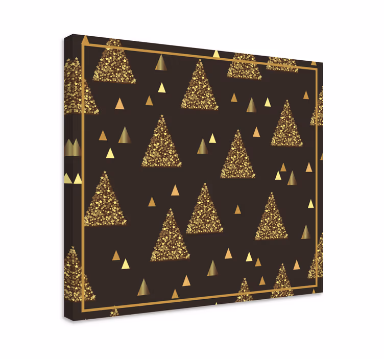 Cuadro de navidad Elegantes arboles de navidad dorados - TenVinilo