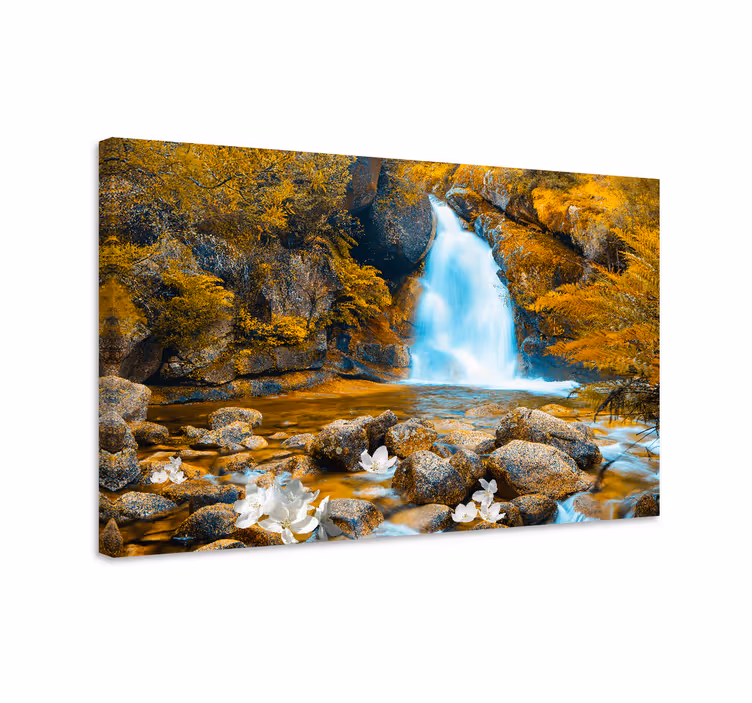 Cuadro paisajes Cascada de flores y piedras - TenVinilo
