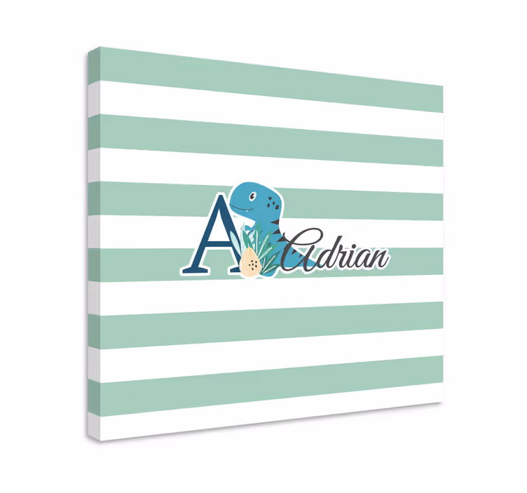 Cuadro personalizable Lindos animales dino con nombre - TenVinilo