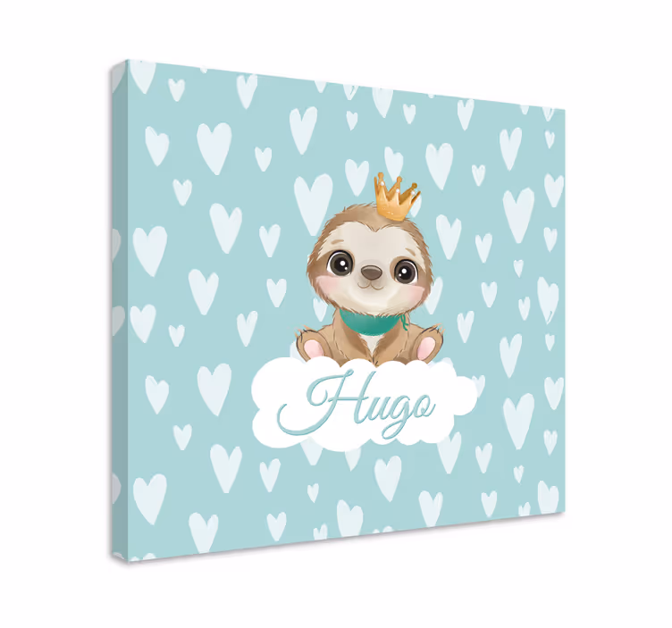 Cuadro personalizable Lindo perezoso para niño con nombre - TenVinilo