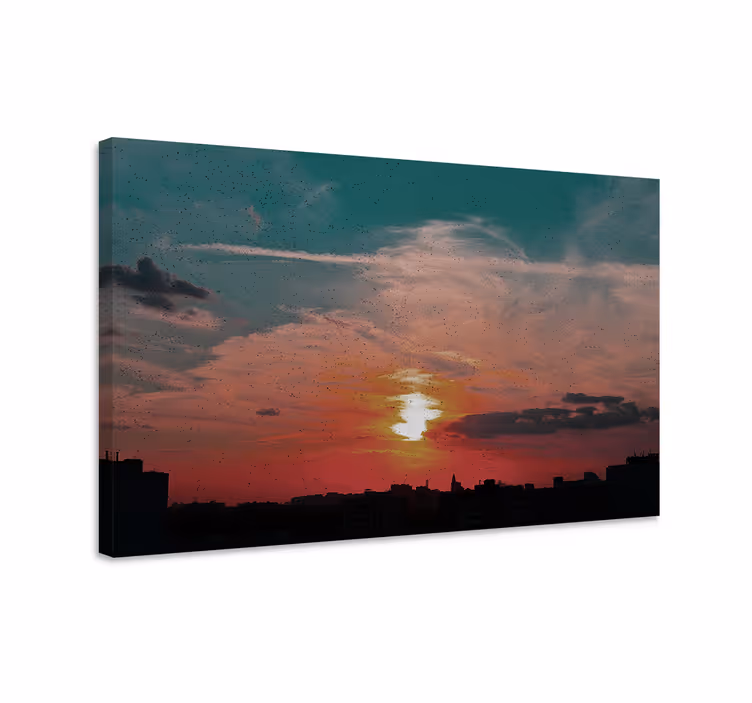 Cuadro paisajes skyline urbano al atardecer - TenVinilo