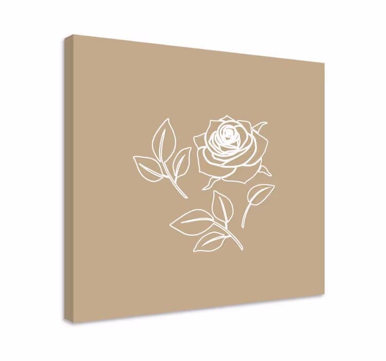 Cuadro de flores Patrón de rosa detallado fondo beige - TenVinilo
