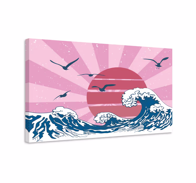 Cuadro vintage La gran ola retro rosa - TenVinilo