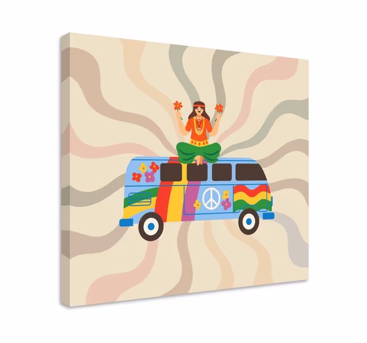 Cuadro con superhéroes furgoneta floral - TenVinilo