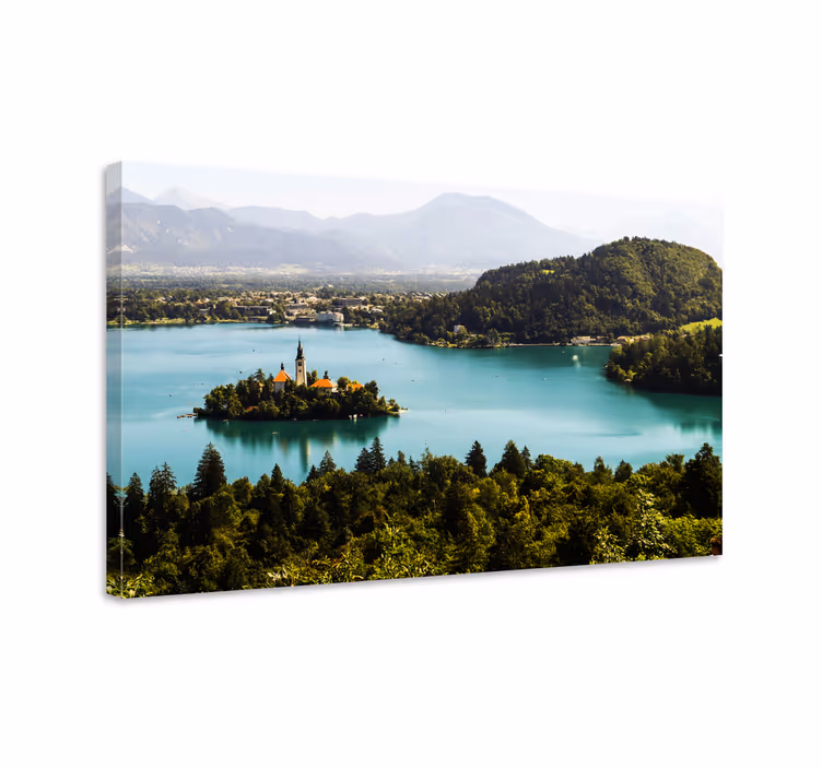 Cuadro paisajes isla tranquila en el lago - TenVinilo
