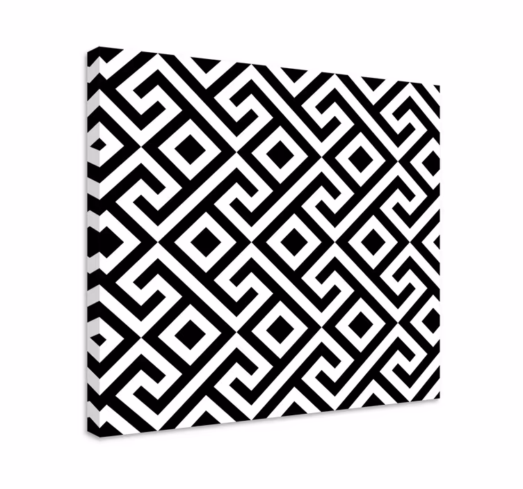 Cuadro nórdico Intrincado patrón geométrico blanco y negro - TenVinilo