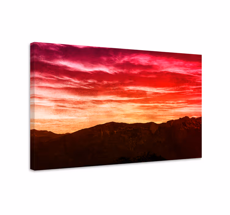 Cuadro paisajes montañas majestuosas al atardecer - TenVinilo