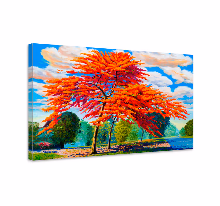 Cuadro de flores follaje de otoño ardiente - TenVinilo