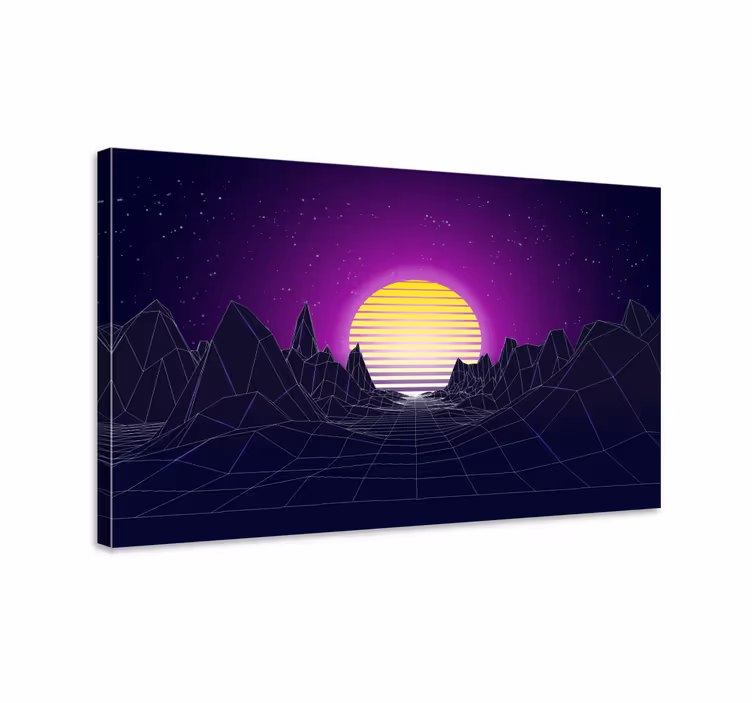 Cuadro moderno paisaje geométrico al atardecer - TenVinilo