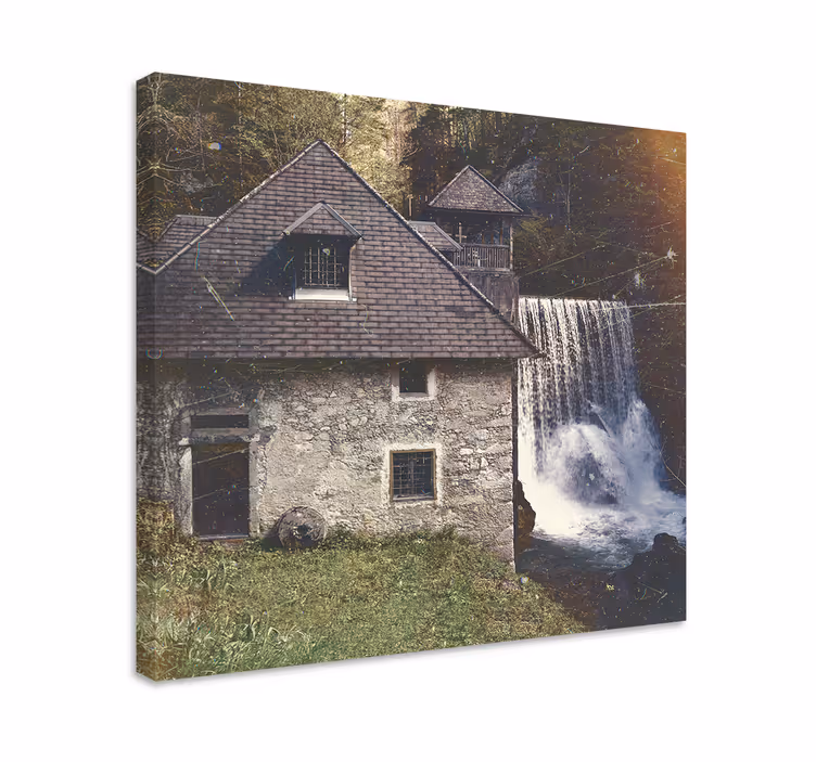 Cuadro paisajes escena de cascada histórica - TenVinilo