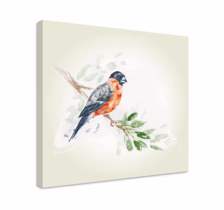 Cuadro vintage Pintura de color pastel con pájaro - TenVinilo