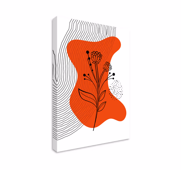 Cuadro en arte Flores y hojas de arte minimalista - TenVinilo