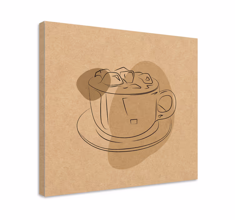 Cuadro flores ilustración de taza de café - TenVinilo