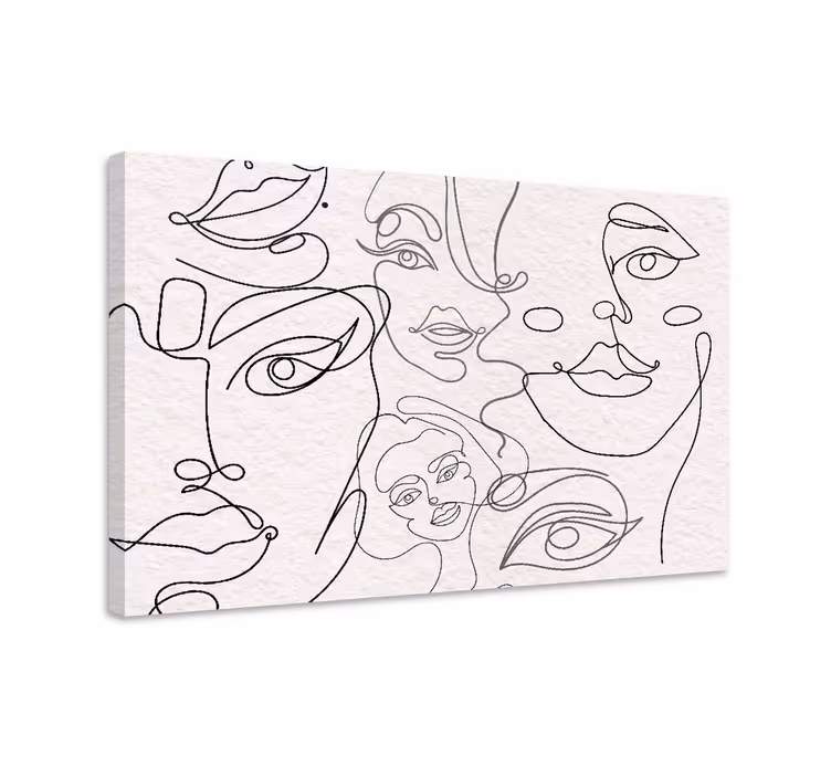 Cuadro moderno Caras minimalistas lineart - TenVinilo
