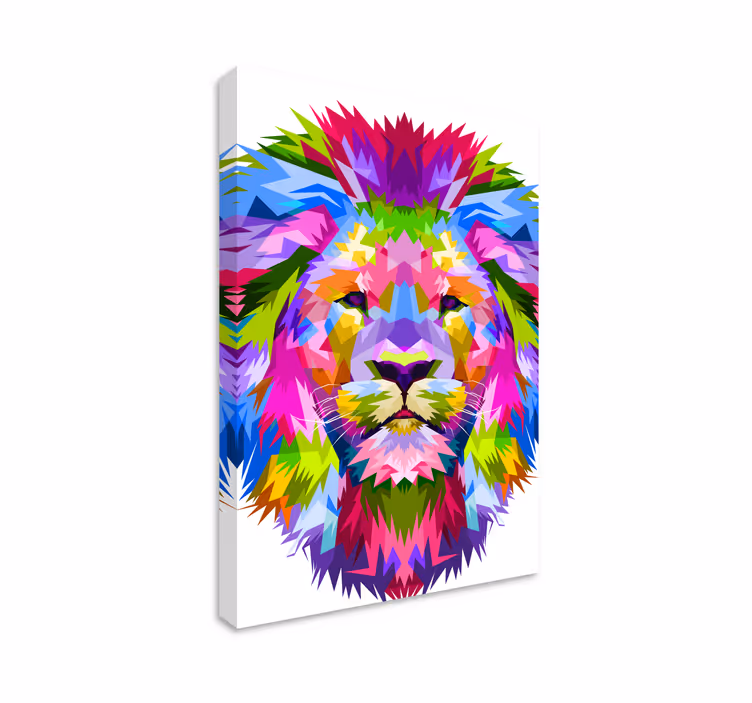 Cuadro geométrico León colores vivos - TenVinilo