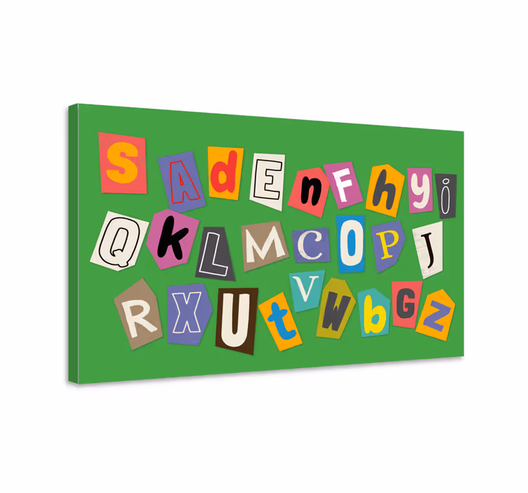 Cuadro moderno Letras de colores fondo verde - TenVinilo